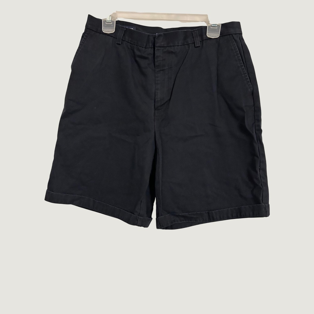 Lands End Womens Black Chino Shorts Size 12 Cotton Twill Cuffed Flat Front - Picture 5 of 5